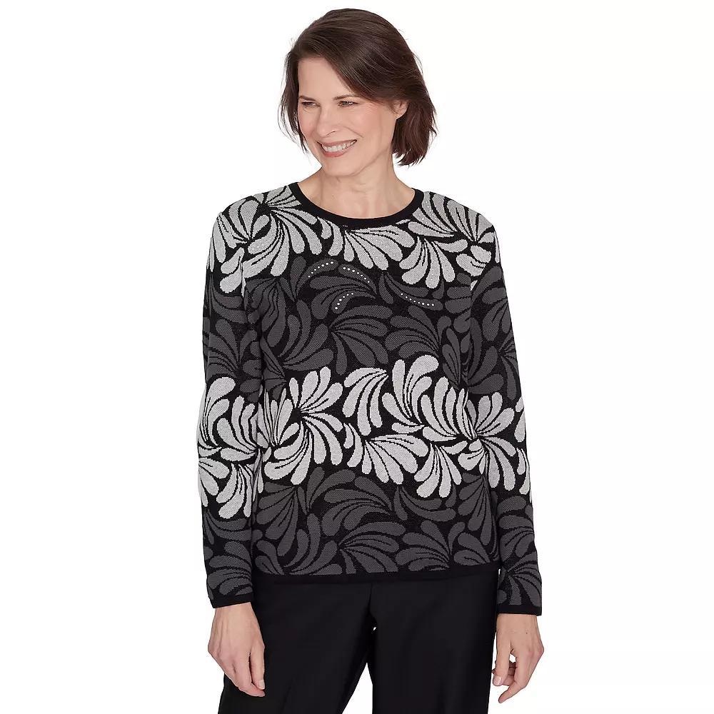Women's Alfred Dunner Geometric Ombre Scroll Top, Size: Large, Grey Product Image
