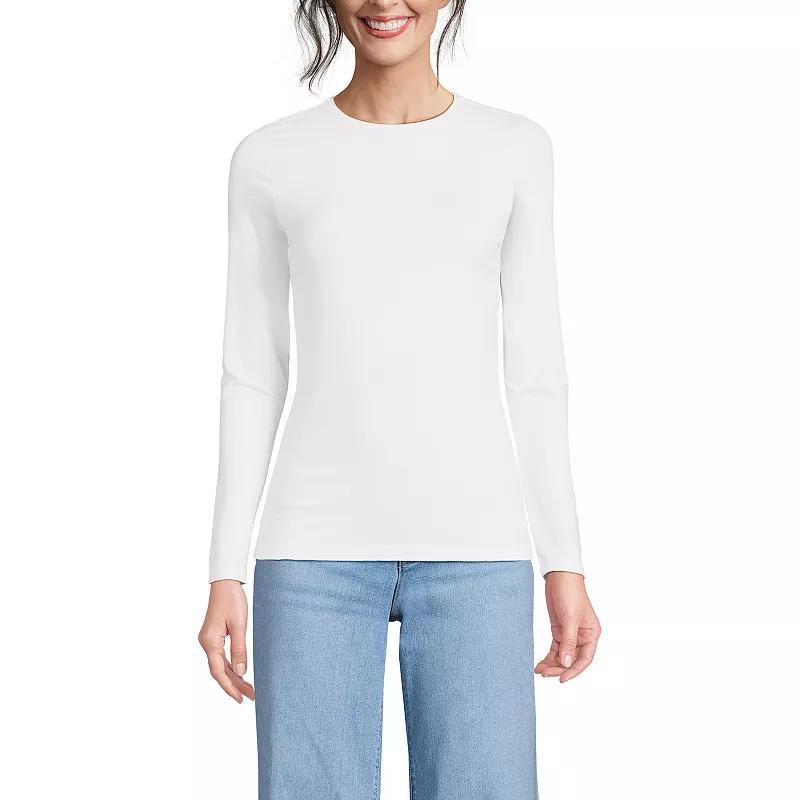 Petite Lands' End Lightweight Jersey Skimming Long Sleeve Crewneck T-shirt, Women's, Size: Medium Petite, Light Cornflower Product Image