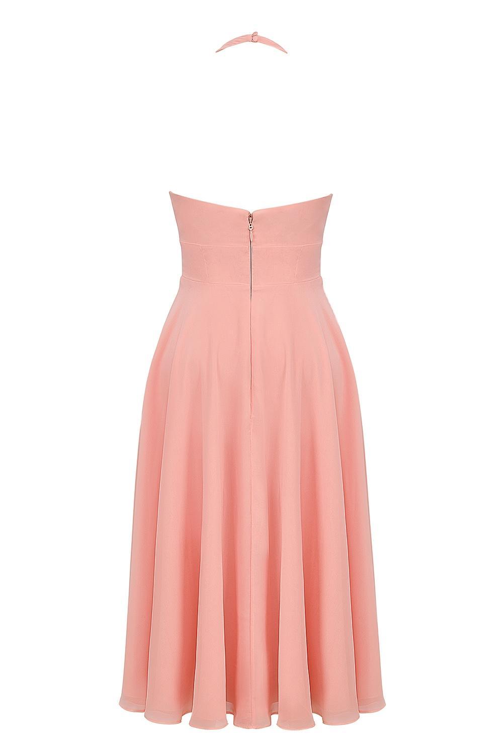 Solada  peach georgette halter sundress Product Image
