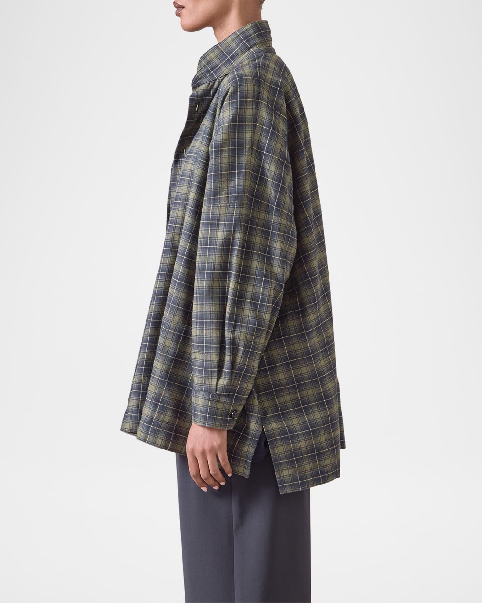 Wide Longer-Back Double Stand-Collar Shirt Jacket (Long Length) Product Image