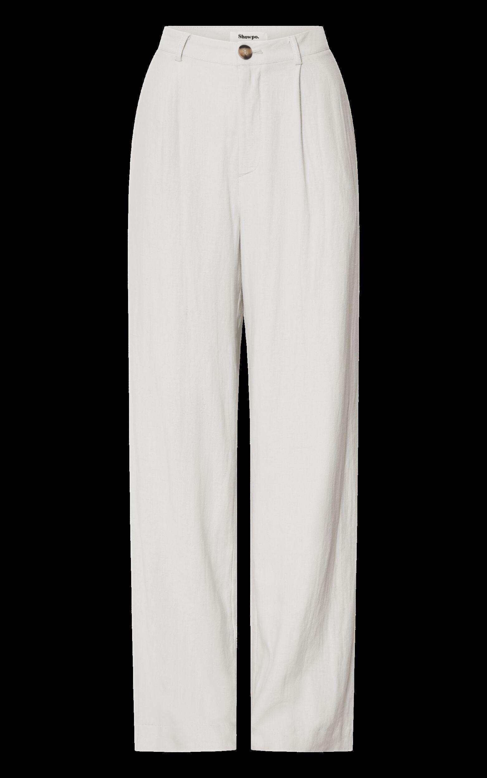 Bree Pants - Linen Mid Rise Relaxed Straight Leg Tailored Trousers in White Product Image