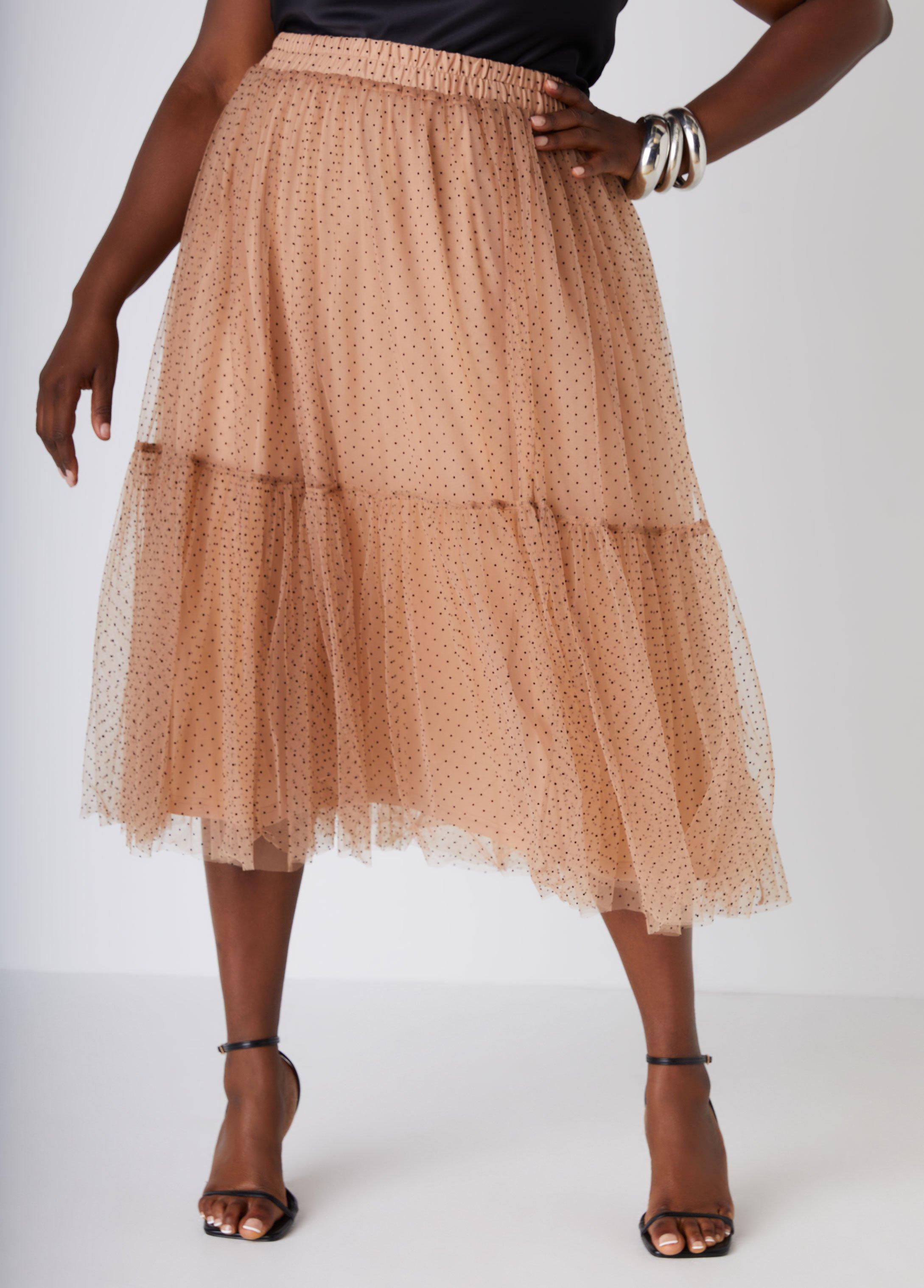 Plus Size Flocked Mesh Maxi Skirt Ashley Stewart Product Image