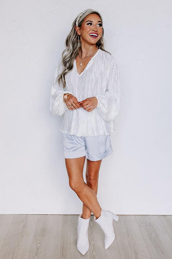 Posh Days Pleated Shift Top in White Product Image