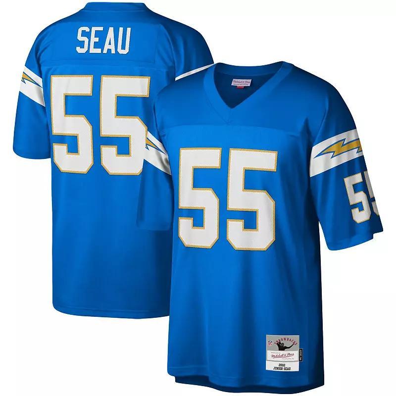 Men's Mitchell & Ness Junior Seau Powder Blue Los Angeles Chargers Big & Tall 2002 Retired Player Replica Jersey, Size: 5XLT, Light Product Image