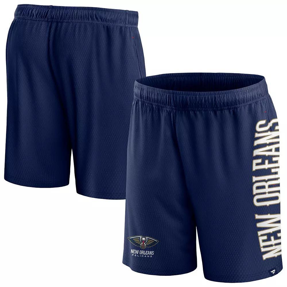 Men's Fanatics Branded Navy New Orleans Pelicans Post Up Mesh Shorts,  Product Image