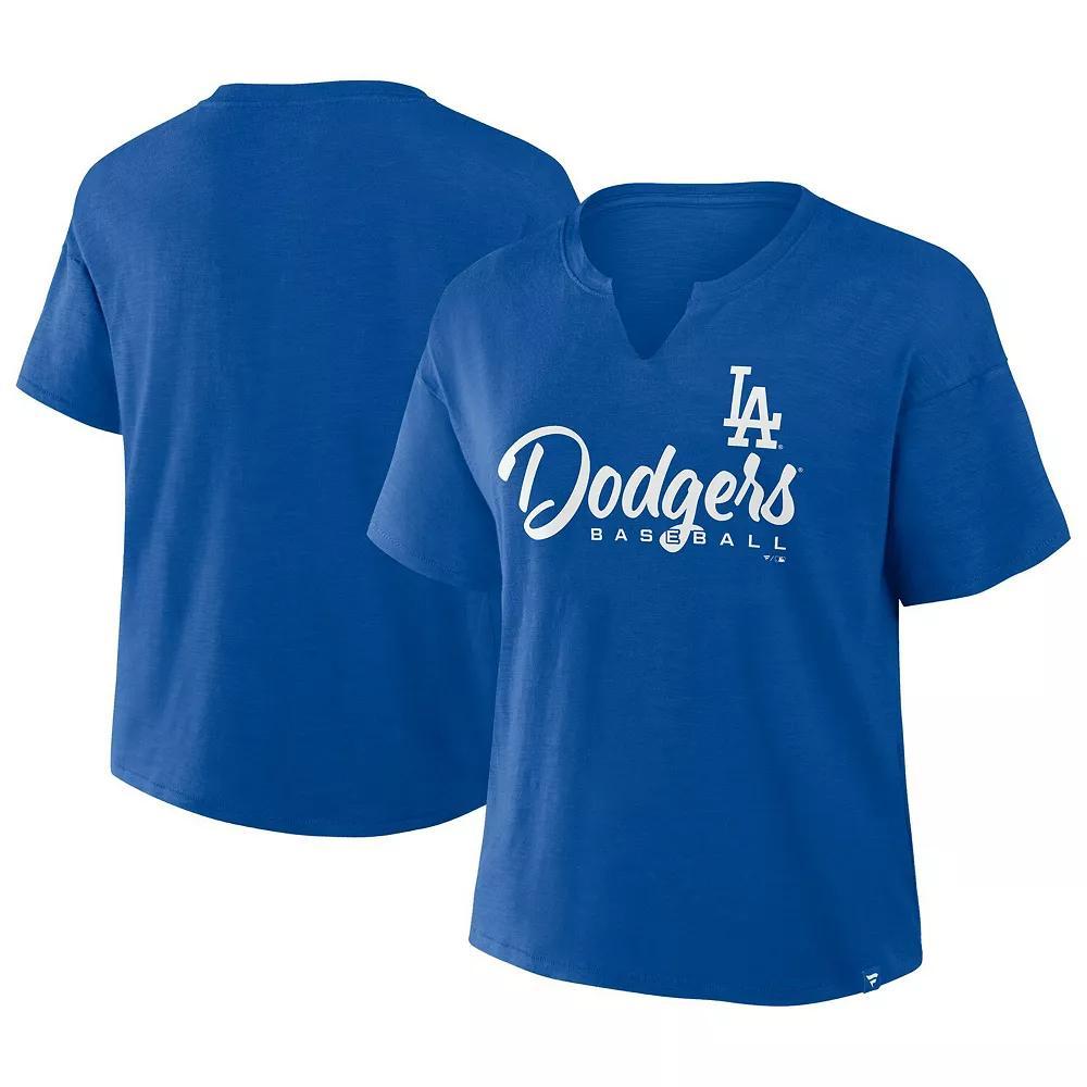 Women's Profile  Royal Los Angeles Dodgers Plus Size Wordmark Notch Neck T-Shirt, Size: 1XL, Blue Product Image