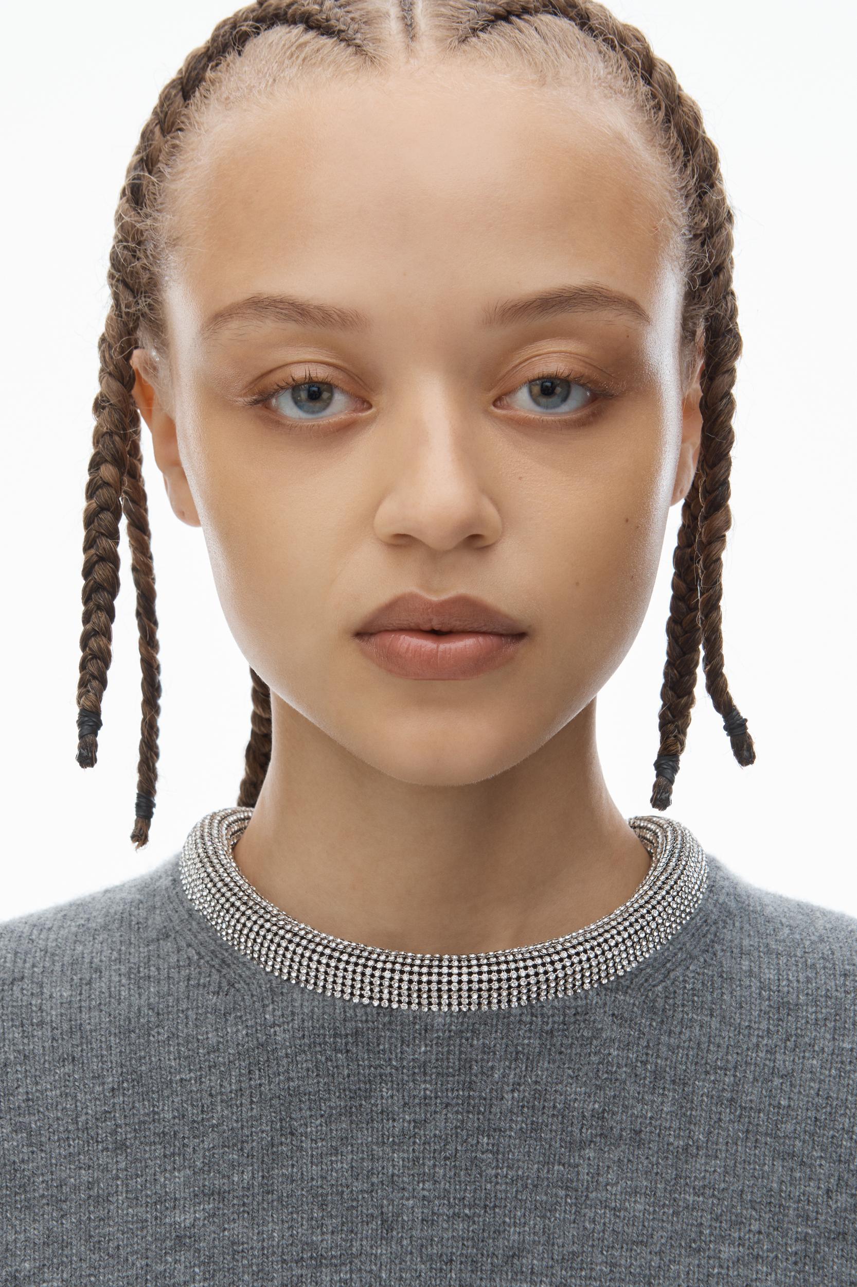 Long Sleeve Dress In Wool Blend With Crystal Hotfix Trim Product Image