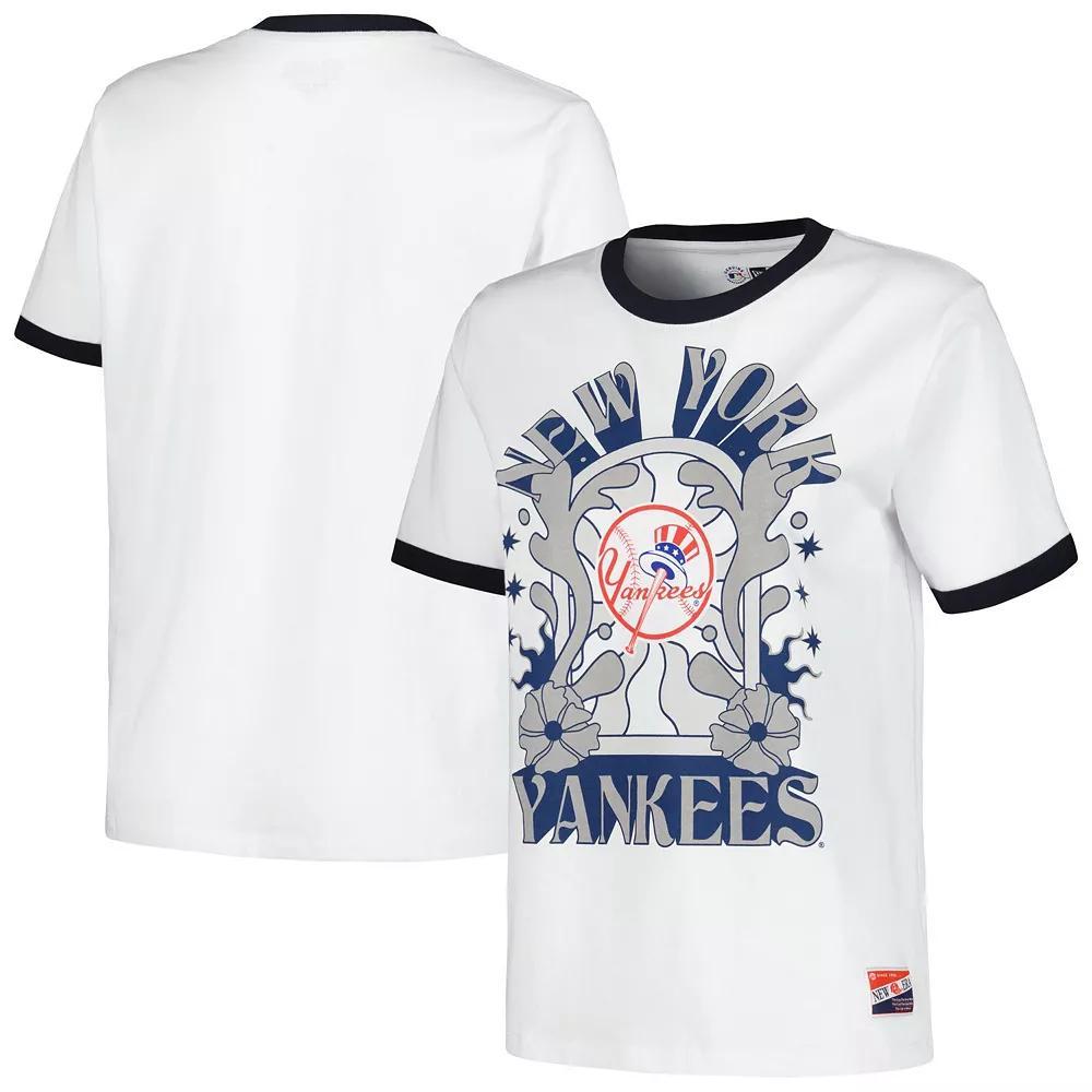 Women's New Era White New York Yankees Oversized Ringer T-Shirt, Size: Small Product Image