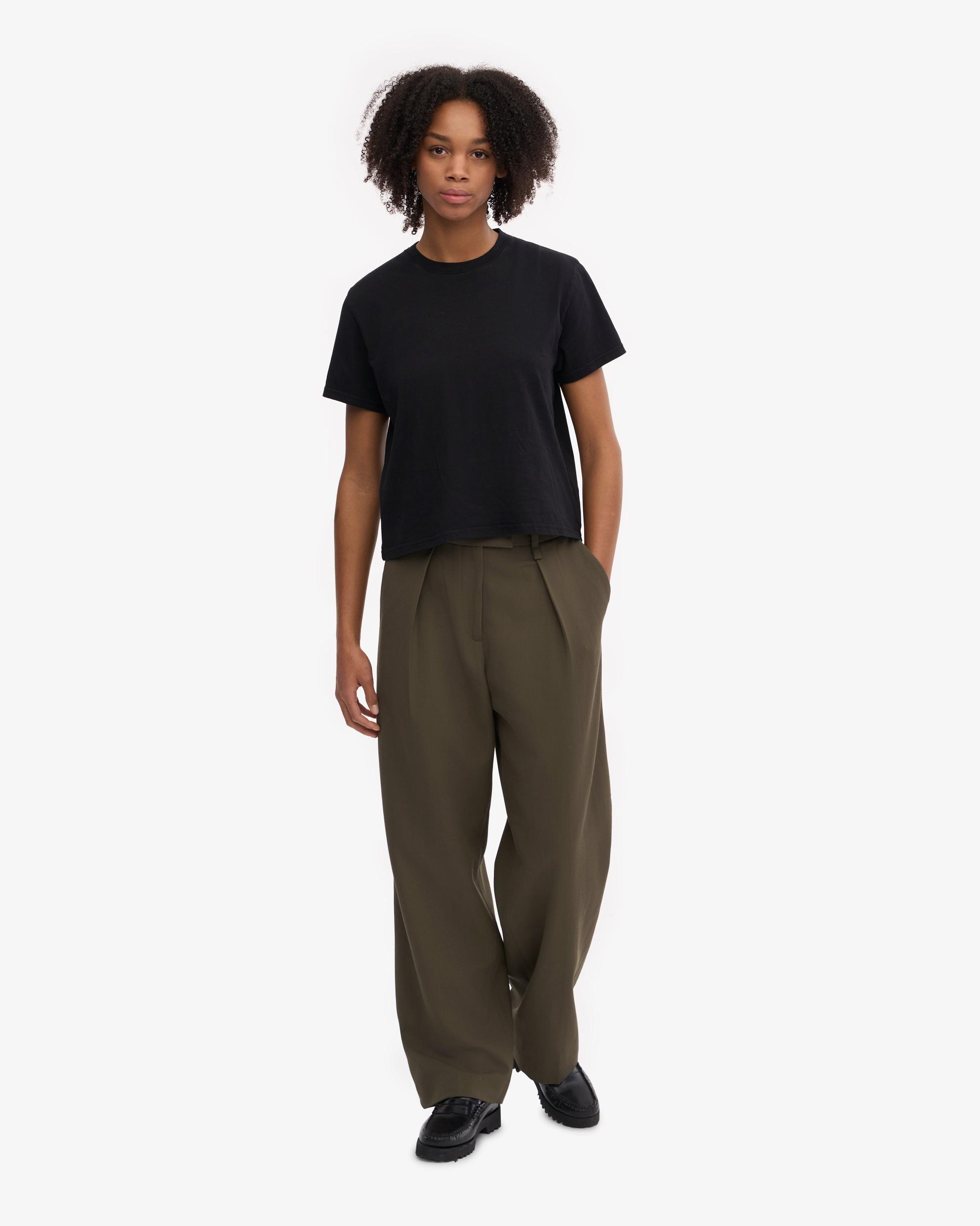 Organic Boxy Crop Tee - Faded Black Product Image