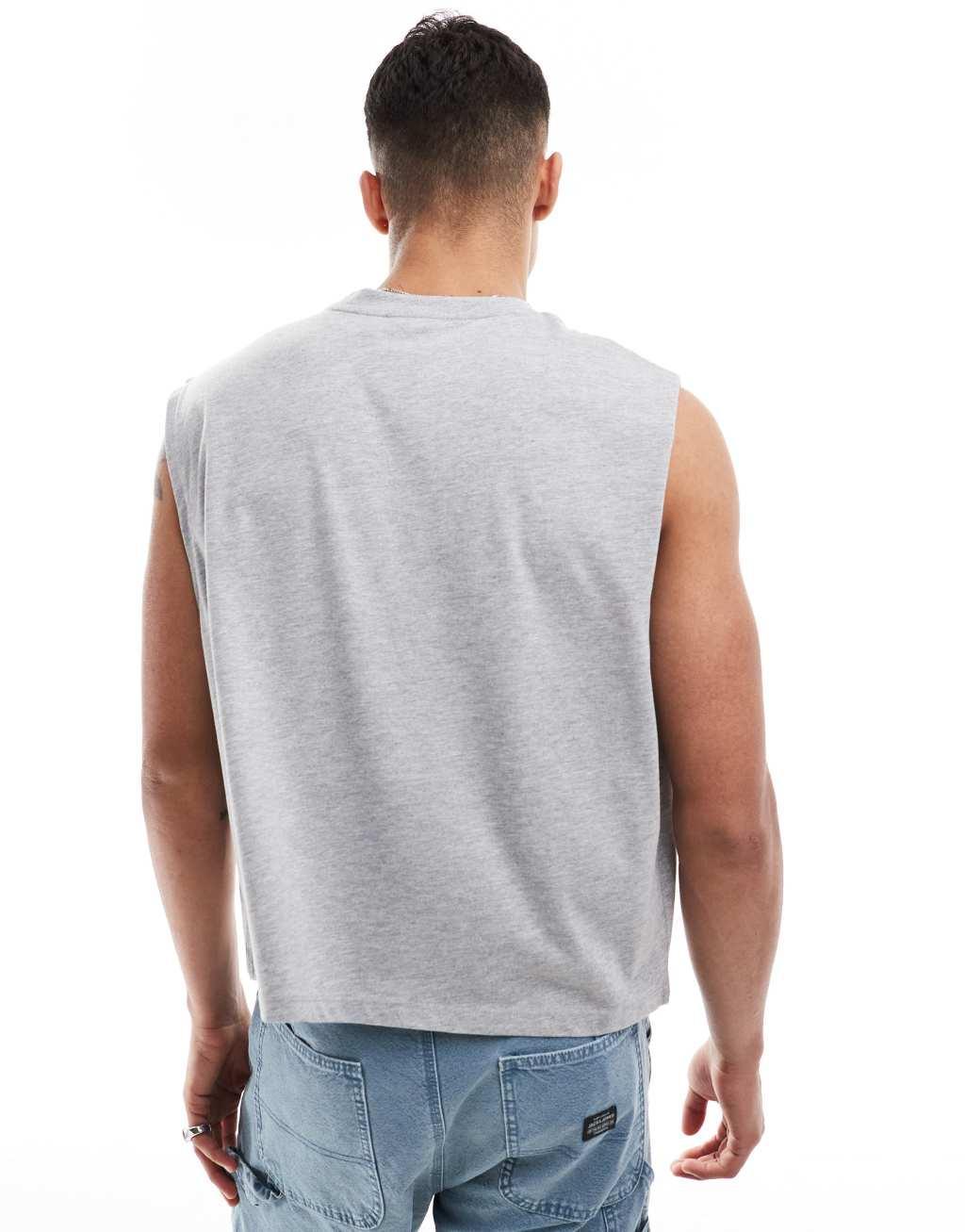 ASOS DESIGN oversized crew neck tank top in gray Product Image