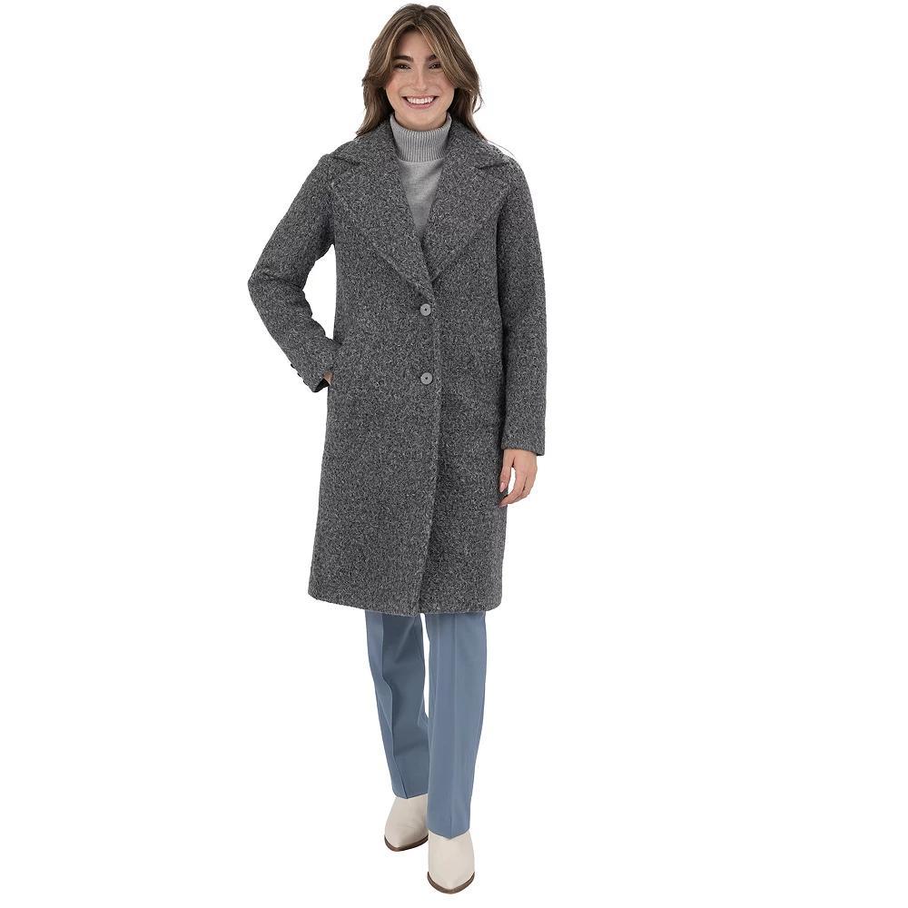 Women's Nine West Notch Collar Faux Wool Coat,  Product Image