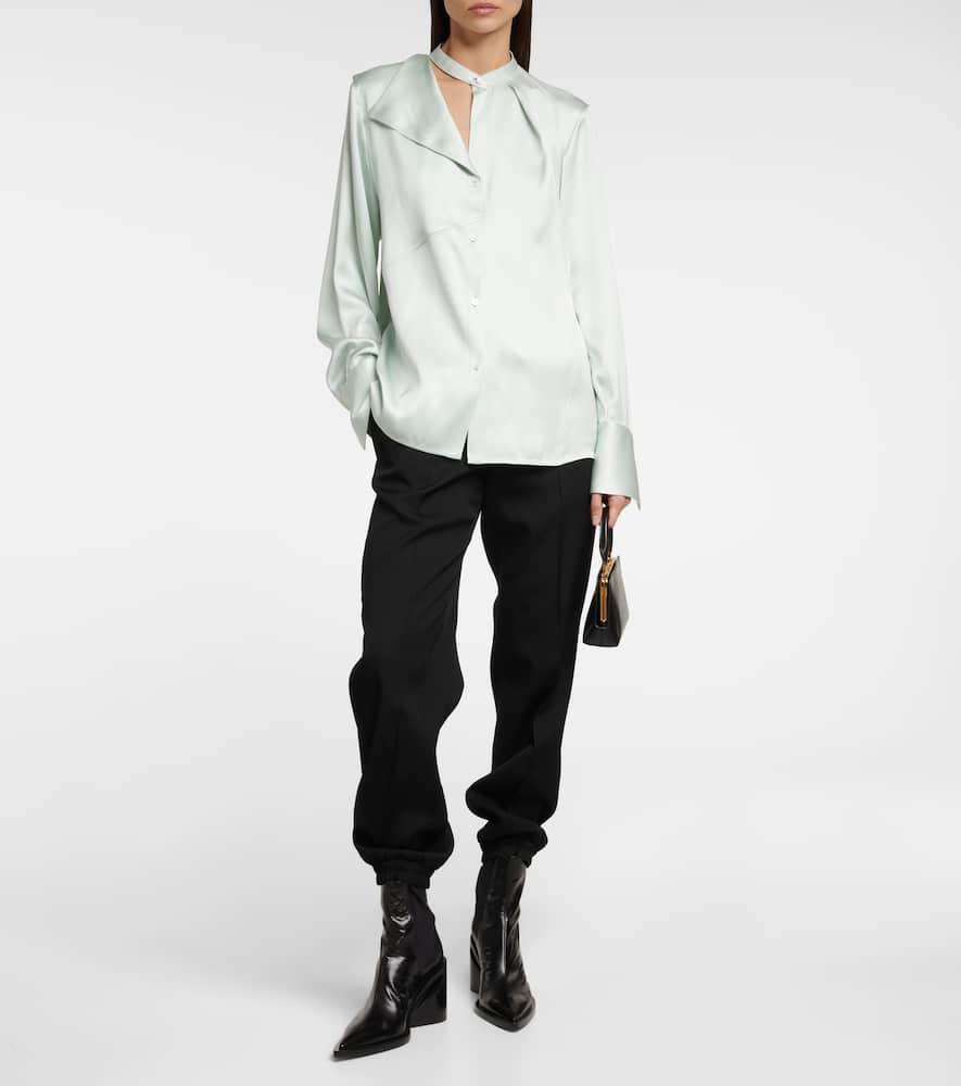 JIL SANDER Asymmetric Silk Blouse In Chinablue Product Image