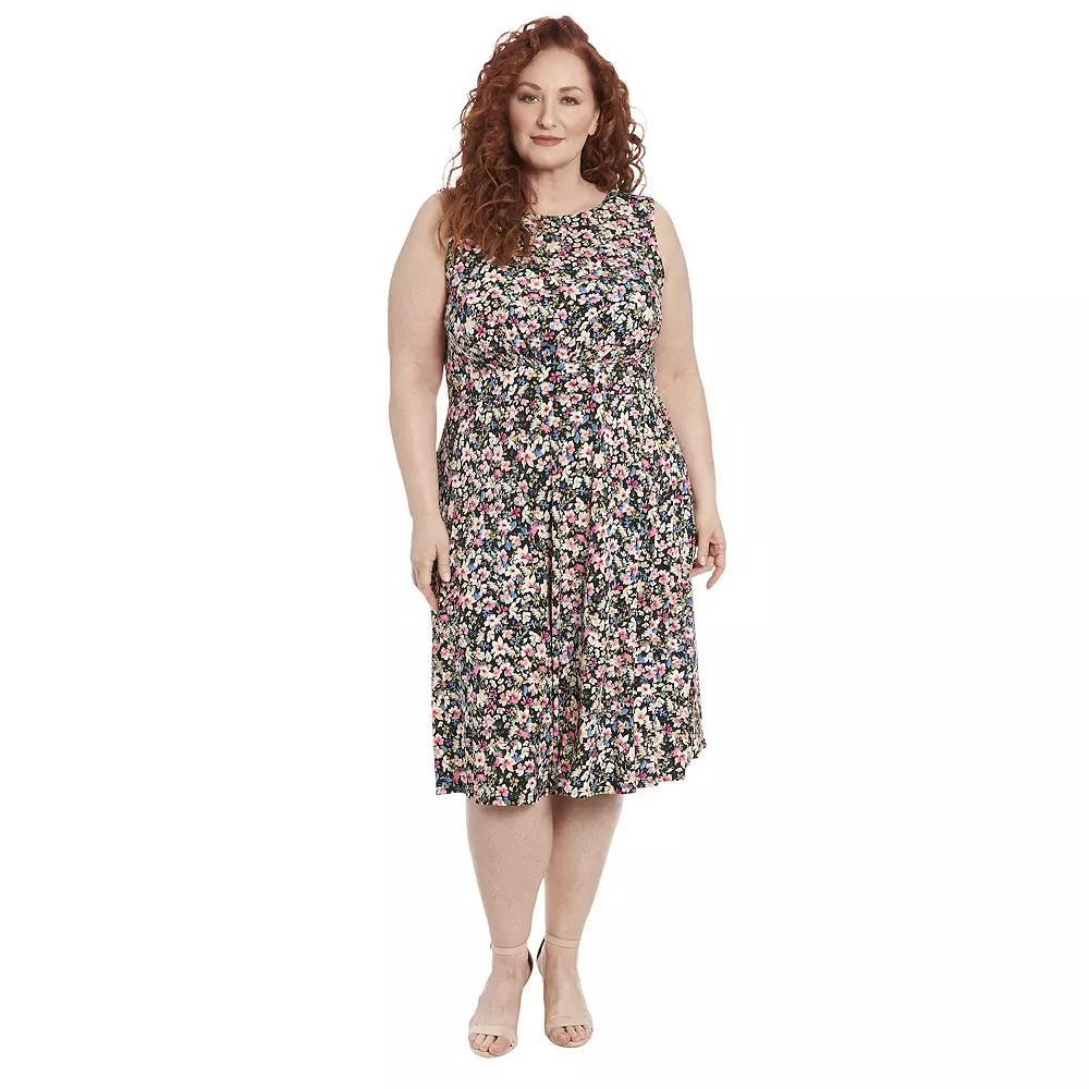 Plus Size London Times Midi Dress, Women's, Size: 20 W, Black Team Product Image