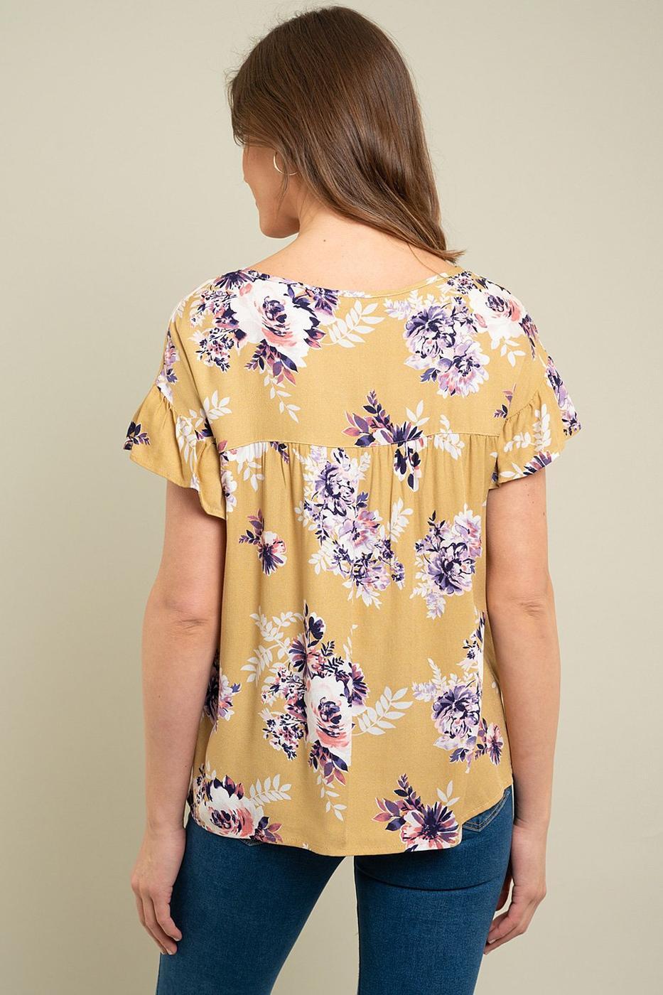 Floral ruffle sleeve top Product Image