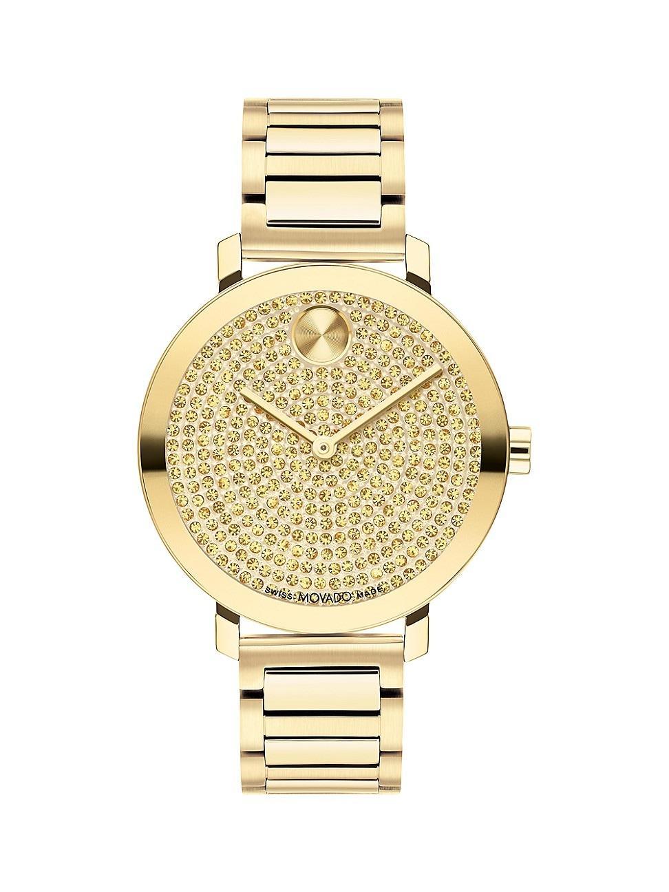 Movado Womens Bold Evolution 2.0 Swiss Quartz Ionic Plated Light Gold-Tone 2 Steel Watch 34mm Product Image