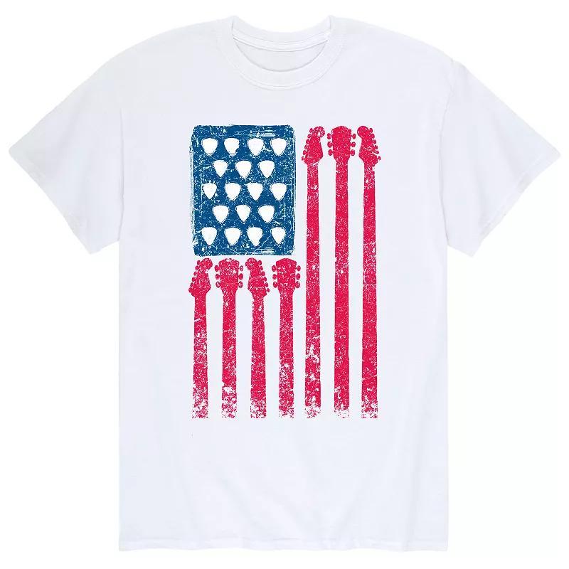 Men's Guitar American Flag Tee, Size: XL, Gray Product Image