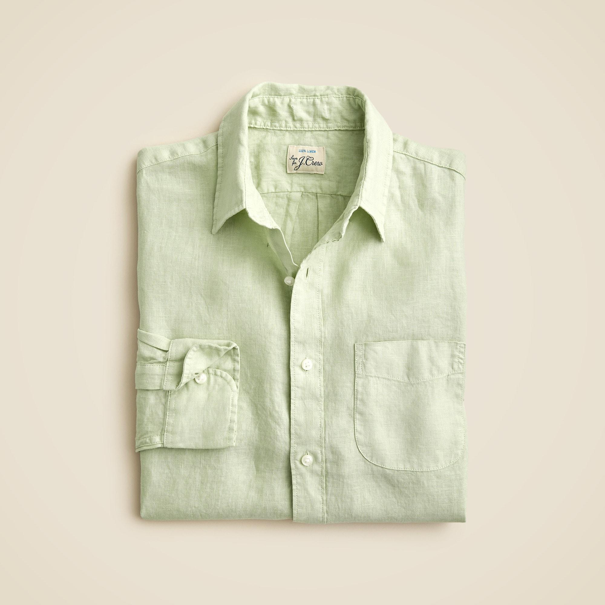 Washed linen shirt with point collar Product Image