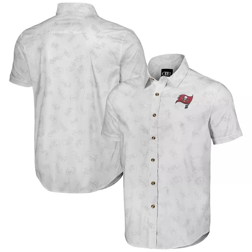 Men's NFL x Darius Rucker Collection by Fanatics White Tampa Bay Buccaneers Woven Short Sleeve Button Up Shirt,  Product Image