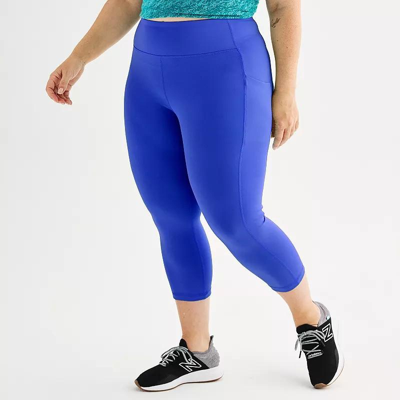 Plus Size Tek Gear Ultrastretch Pocket High-Waisted Capri Leggings, Womens Product Image