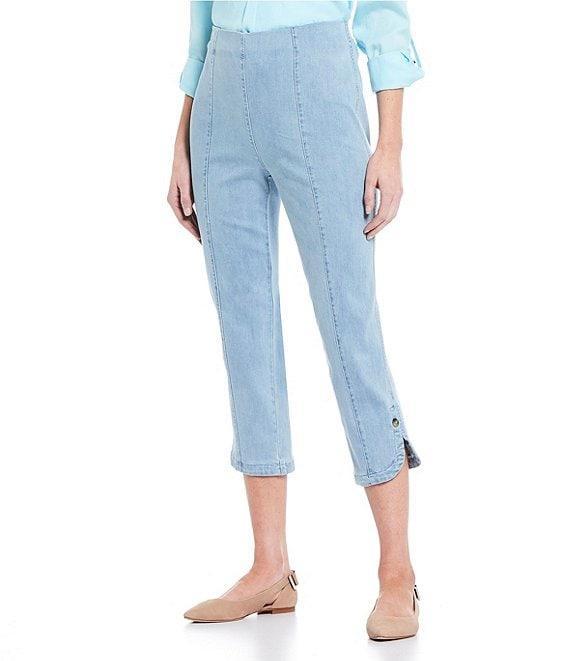 Intro Pull-On Curved Hem Elastic Waist Mid Rise Capri Pants Product Image