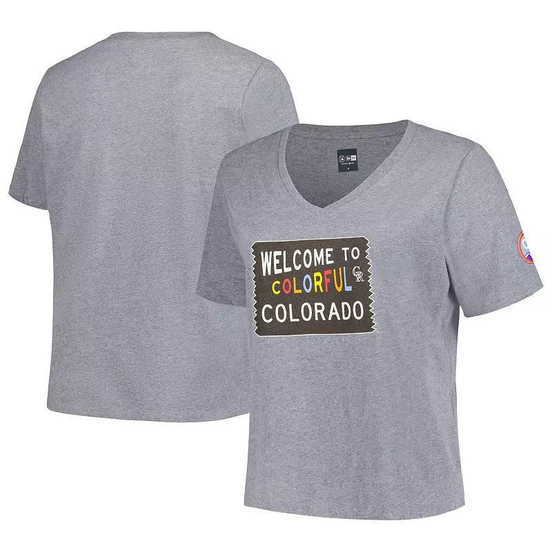 Women's New Era Gray Colorado Rockies City Connect Plus Size V-Neck T-Shirt, Size: 3XL, Grey Product Image