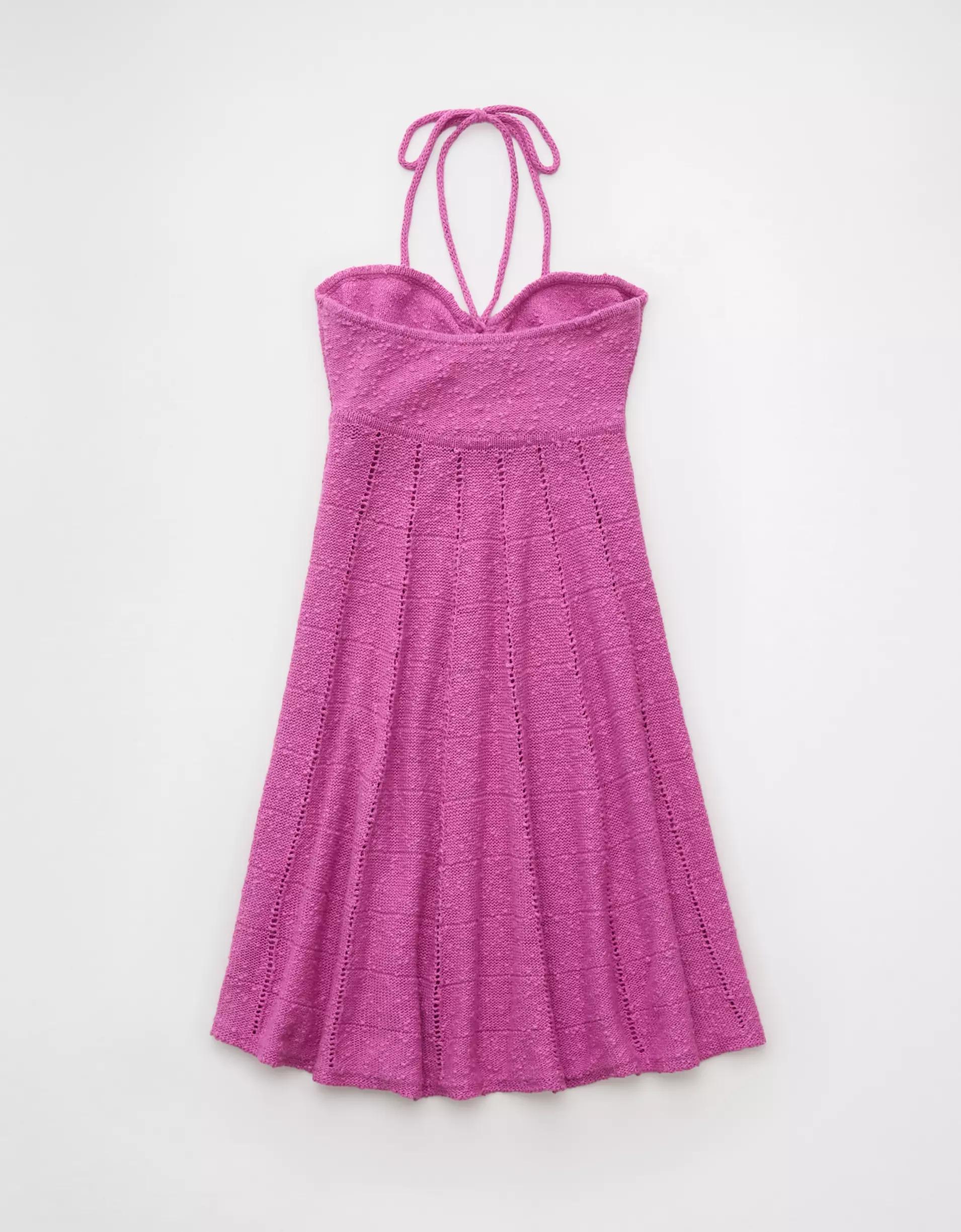 AE Halter Crochet Mini Dress Product Image