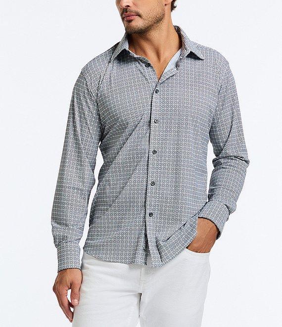 Robert Graham Gresham Stretch Knit Long Sleeve Woven Shirt Product Image