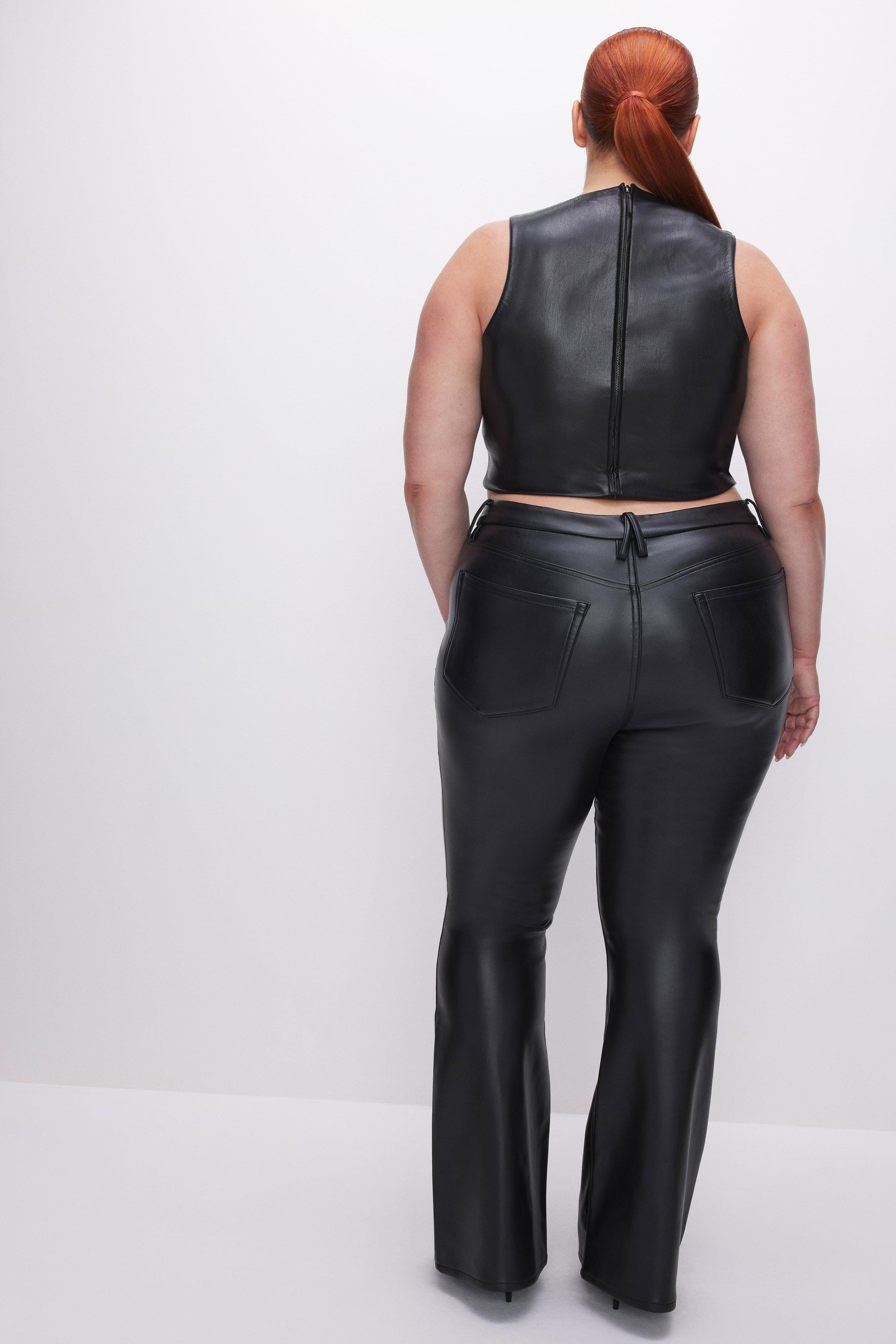 GOOD LEGS FLARE FAUX LEATHER PANTS | BLACK001 Product Image