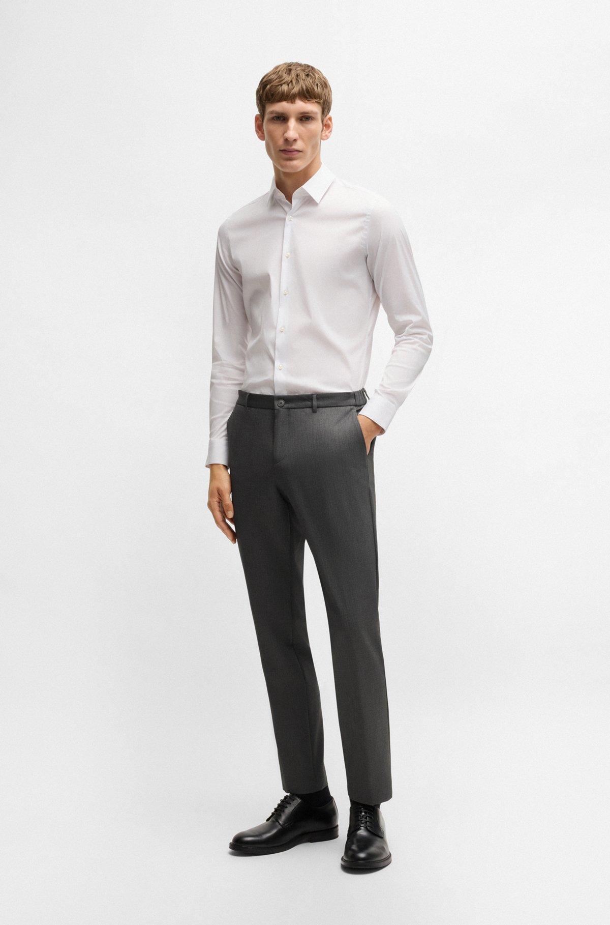 Slim-fit washable trousers in micro-patterned stretch fabric Product Image