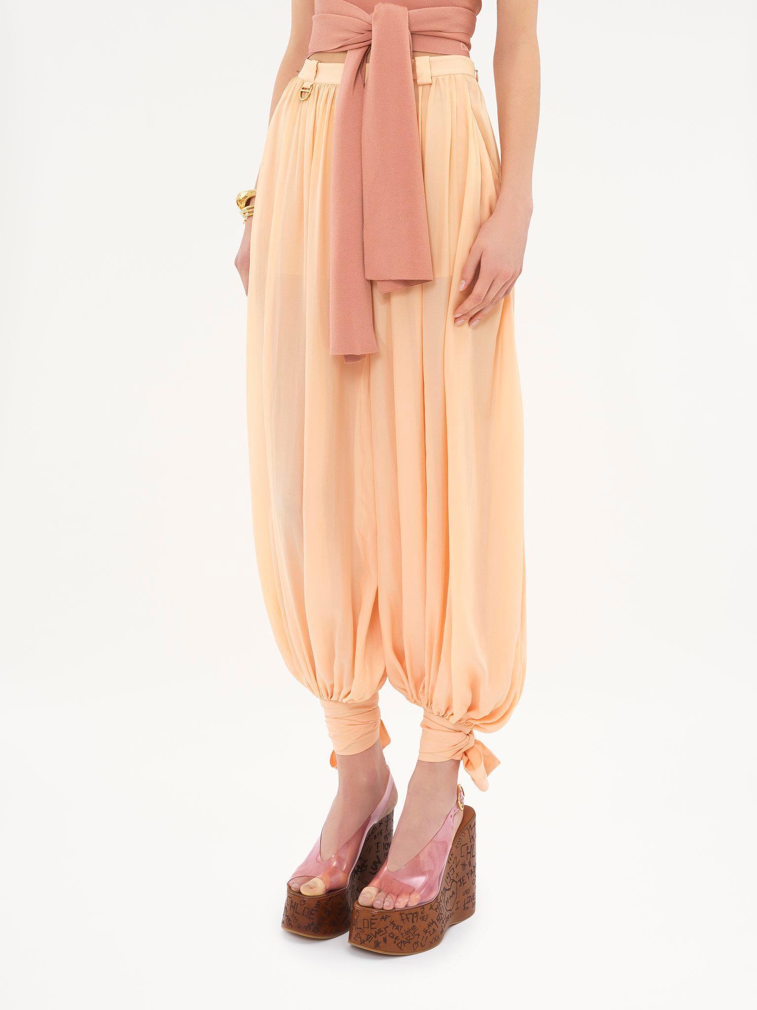 Fluid pleated pants in silk charmeuse Product Image