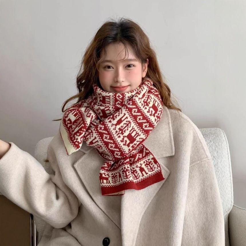 Christmas Patterned Knit Scarf Product Image