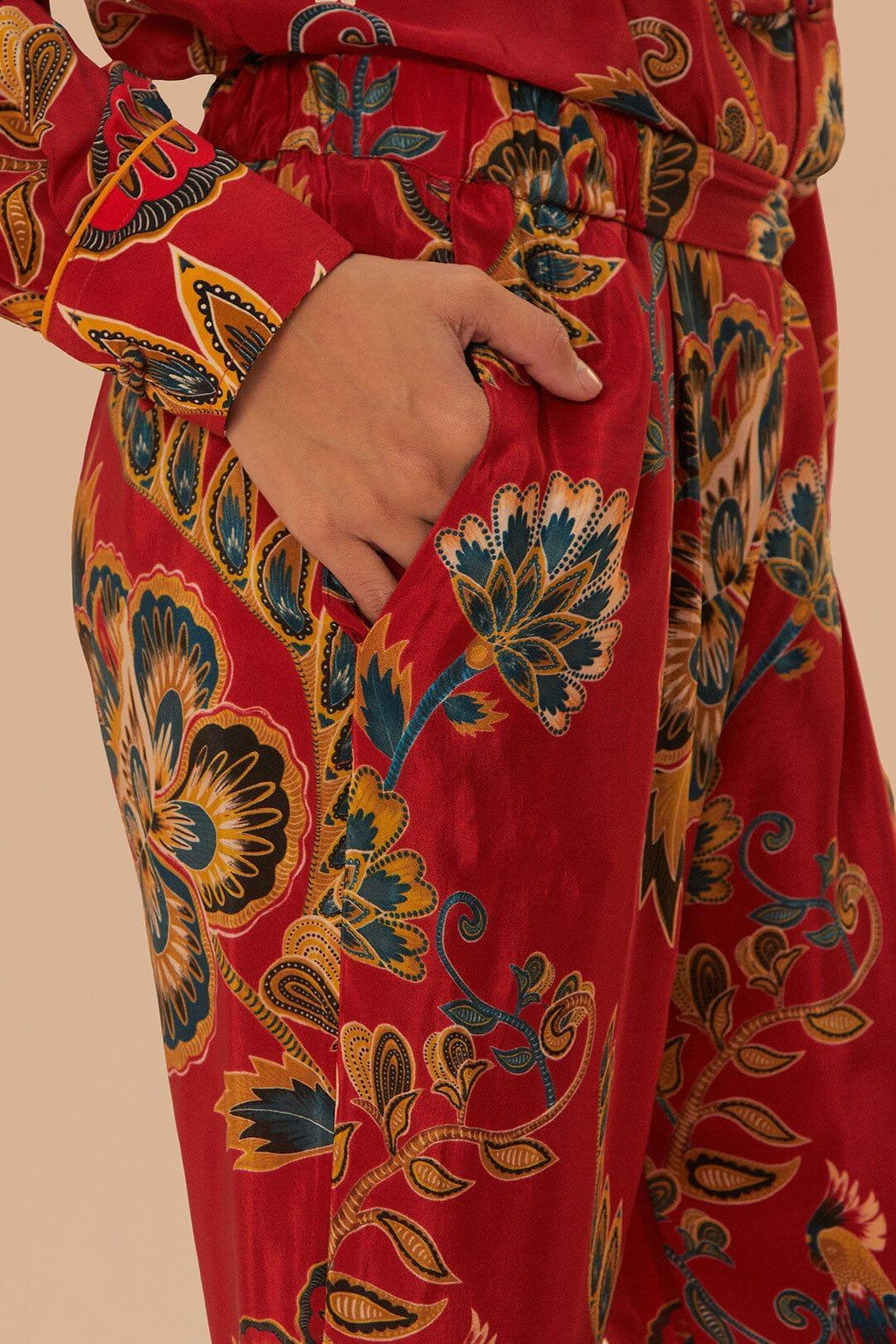 Red Maxi Floral Pajama Pants, MAXI FLORAL RED / S Product Image