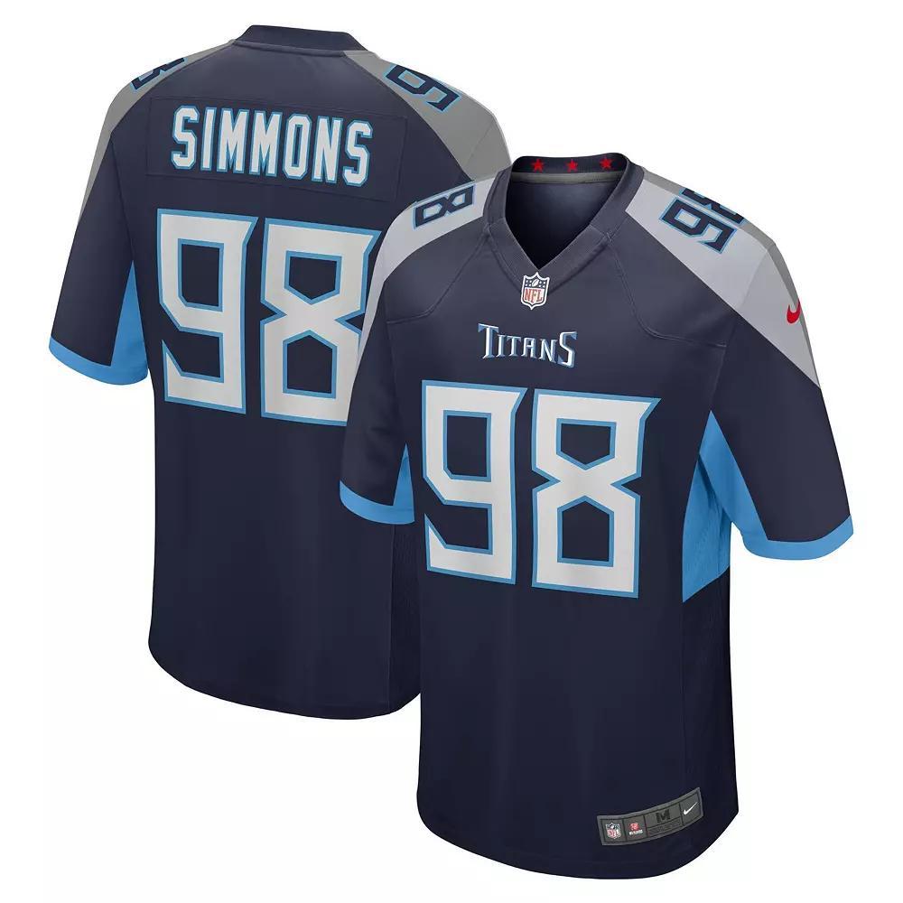 Men's Nike Jeffery Simmons Navy Tennessee Titans Game Jersey,  Product Image