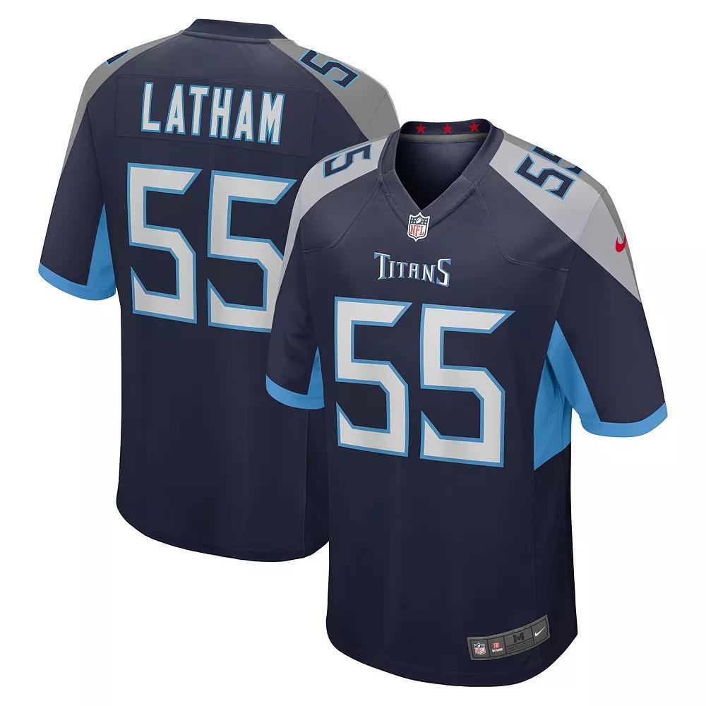 Men's Nike JC Latham Navy Tennessee Titans Player Game Jersey,  Product Image