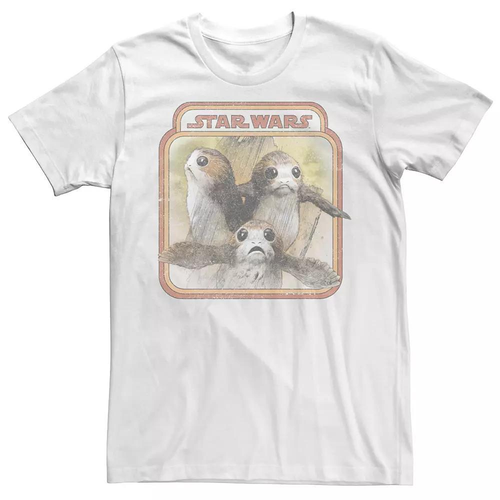 Men's Star Wars Last Jedi Porg Triplets Retro Box Tee, Size: Medium, Natural Product Image