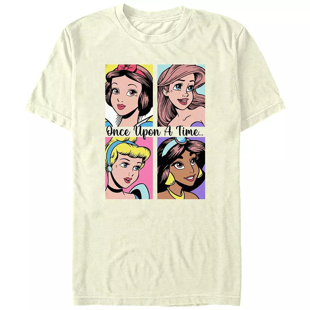 Disney's Snow White, Jasmine, Cinderella & Jasmine Princess Once Upon A Time Portraits Juniors' Boyfriend Graphic Tee, Women's, Size: Medium, Natural Product Image