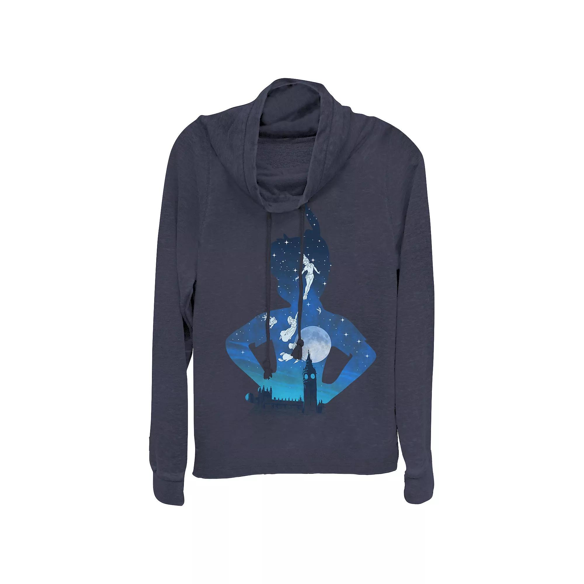 Juniors' Peter Pan London Flight At Night Cowlneck Graphic Lightweight Long Sleeve, Girl's,  Product Image