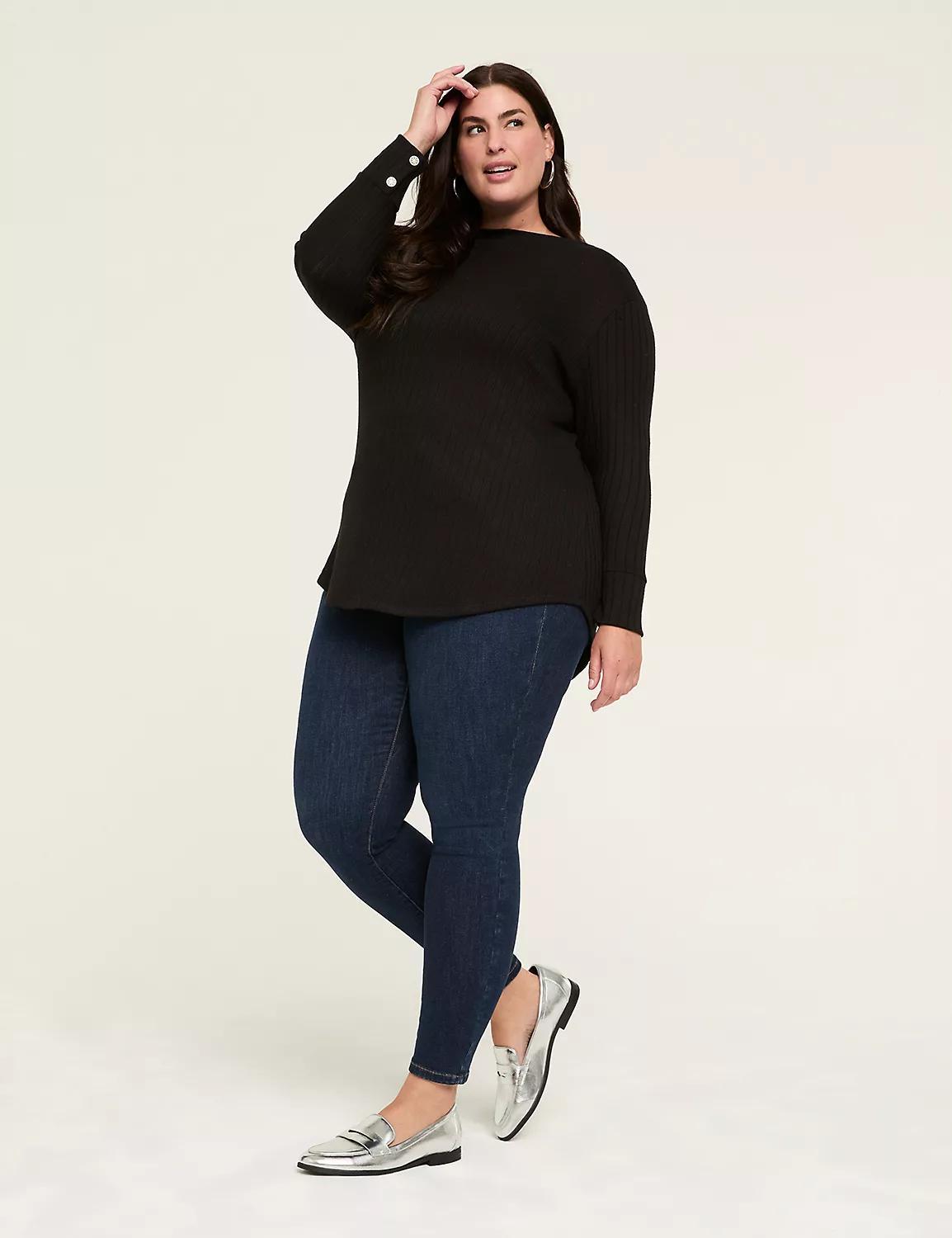 Mock-Neck Button-Cuff Top Product Image