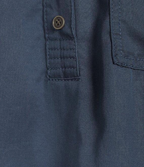 Westbound Petite Size Woven Long Roll-Tab Sleeve Henley Top Product Image