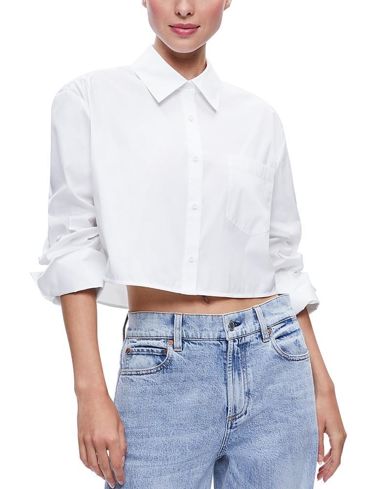Alice and Olivia Finely Cropped Oversized Button Down Shirt Product Image