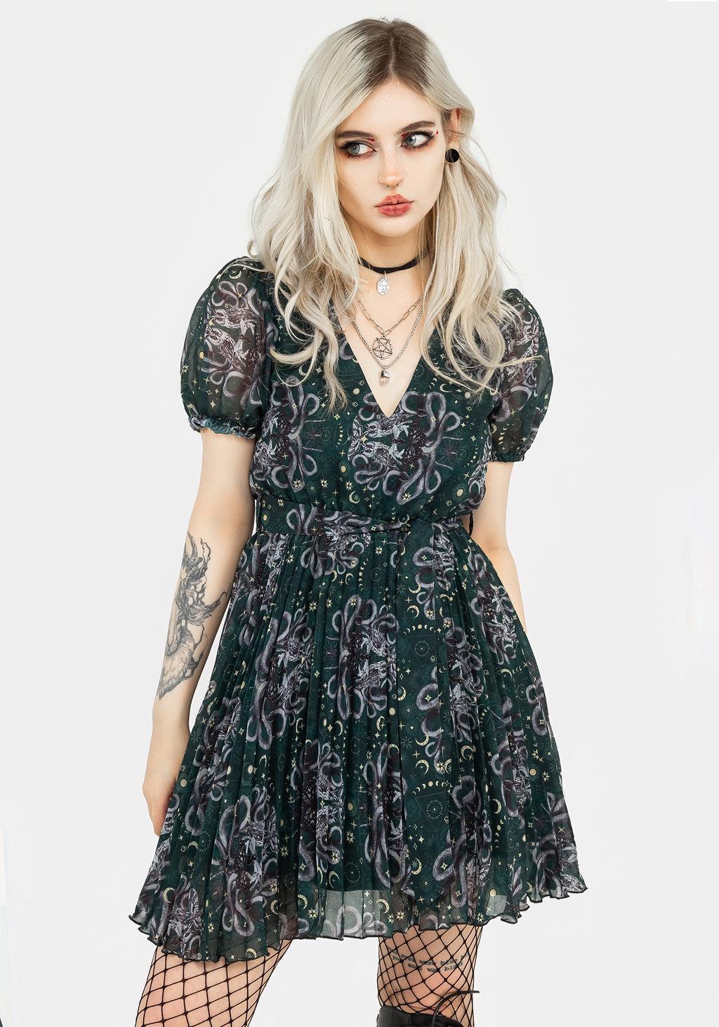 Cailleach Puff Sleeve Pleated Mini Dress Product Image