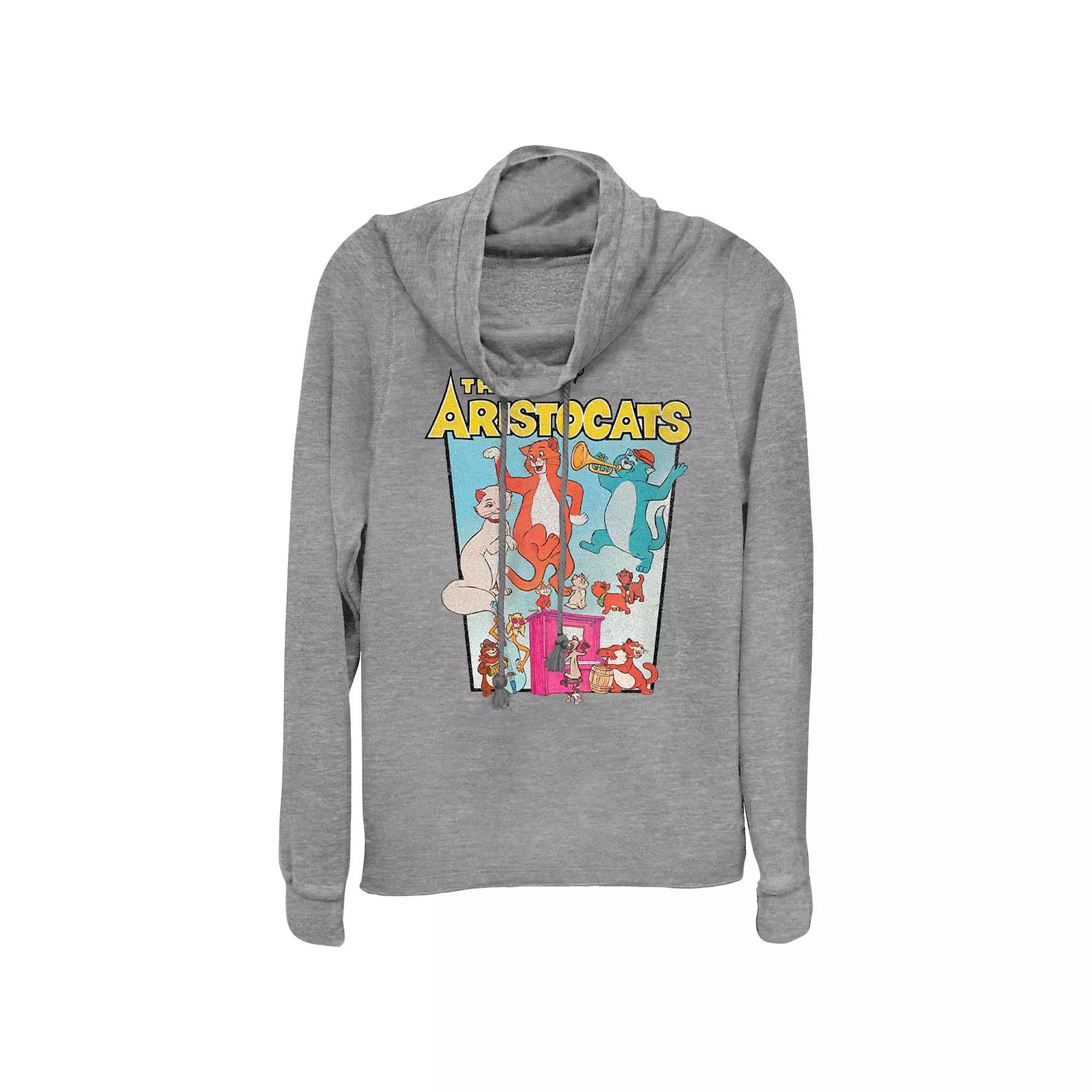 Disney's The Aristocats Vintage Movie Poster Women's Cowlneck Graphic Lightweight Long Sleeve,  Product Image