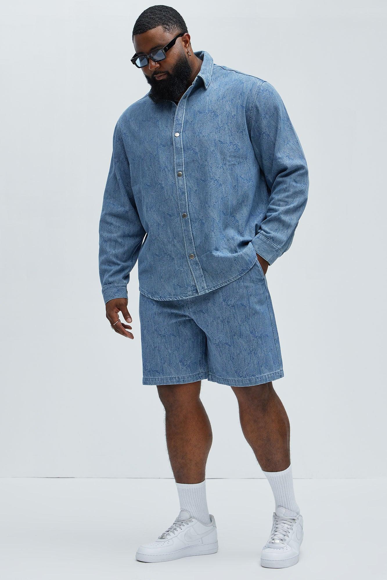 Water Brush Denim Shirt - Light Blue Product Image