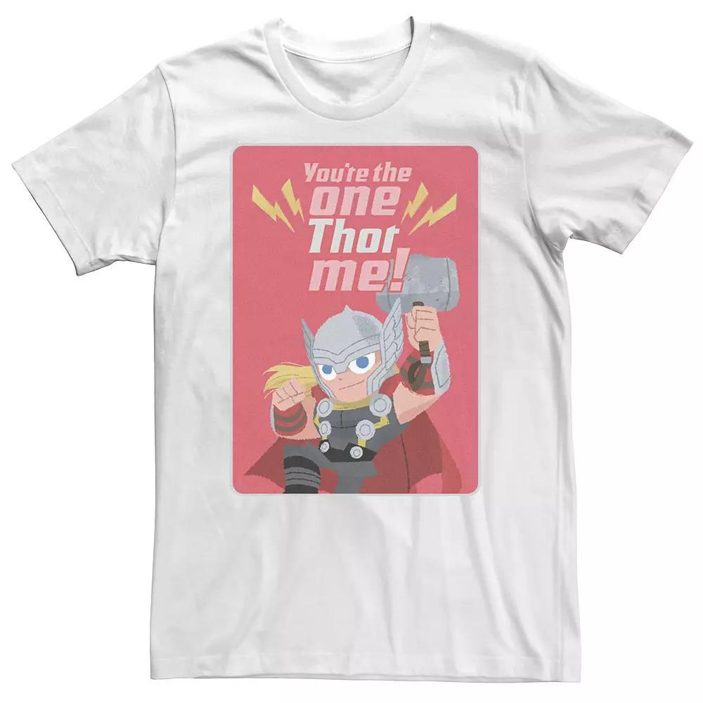 Big & Tall Marvel Thor "You're The One Thor Me!" Valentine Card Tee, Men's, Size: XL Tall, White Product Image