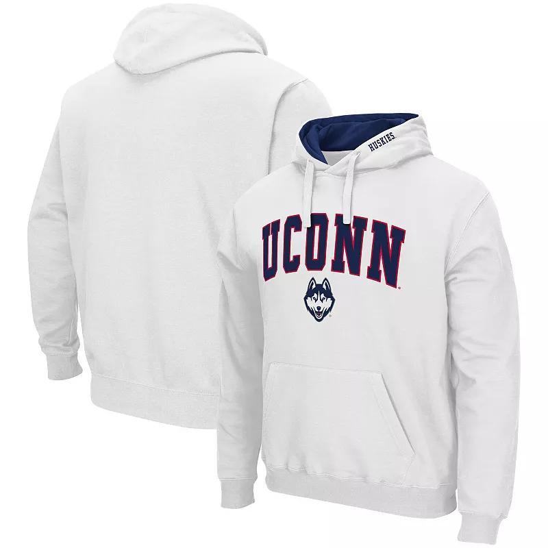 Men's Colosseum White UConn Huskies Arch & Logo 3.0 Pullover Hoodie,  Product Image