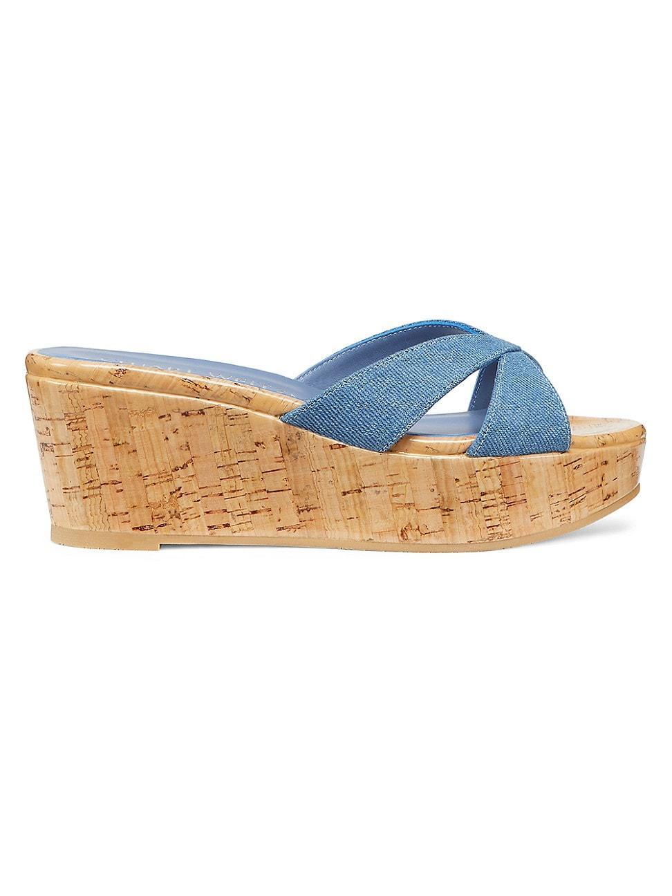 Carmen Denim Crisscross Wedge Sandals Product Image