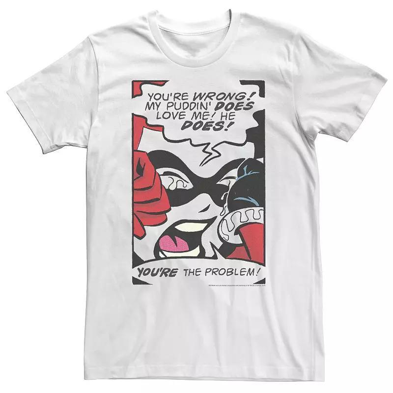 Big & Tall DC Comics Batman Harley Quinn Retro Comic Poster Tee, Men's, Size: XXL Tall, White Product Image