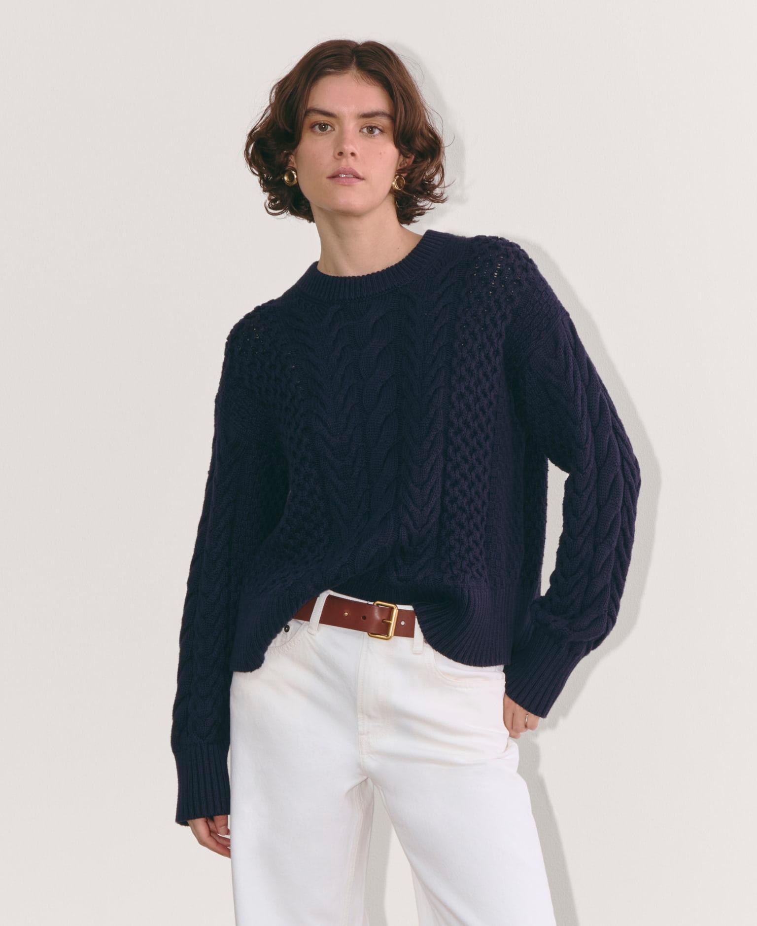 Womens Cable Sweater in Everyday Cotton by Everlane Product Image