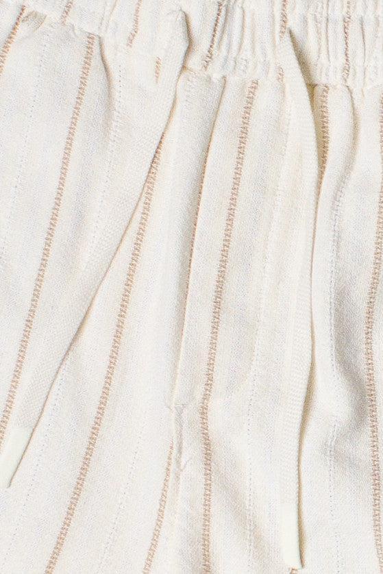 Khaki & White Striped Textured Shorts Product Image