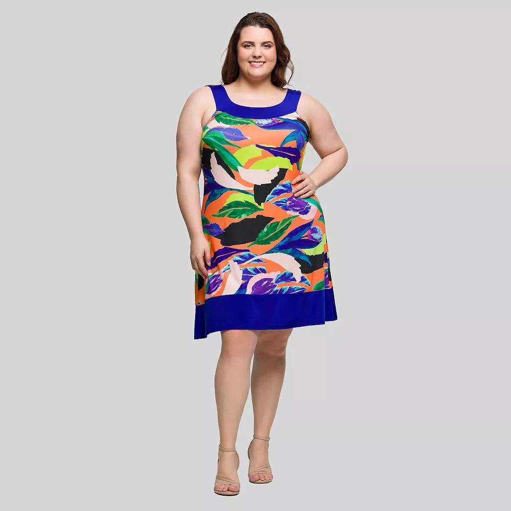 Plus Size 24Seven Comfort Apparel Scoop Neck Sleeveless Knee Length Dress, Women's, Size: 2XL, Purple Team Product Image